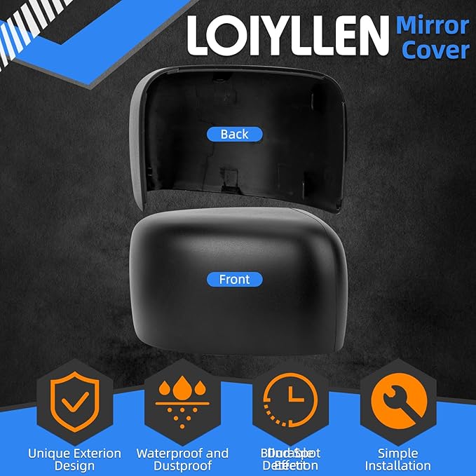 Passenger Side Mirror Cover Replacement for Jeep Renegade 2015 2016 2017 2018 2019 - Right Side Mirror Covers, Rear View Mirrors Cap Accessories Without Lamp, Textured