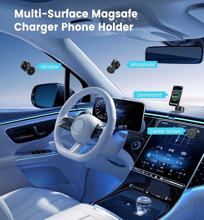 for MagSafe Car Mount Charger 15W Fast Wireless Charging Magnetic Car Phone Holder, 82+LBS Strongest Suction, 3200gf Strongest Magnetic,360°Rotatable Stand for iPhone 17-12 Pro Max Plus Air