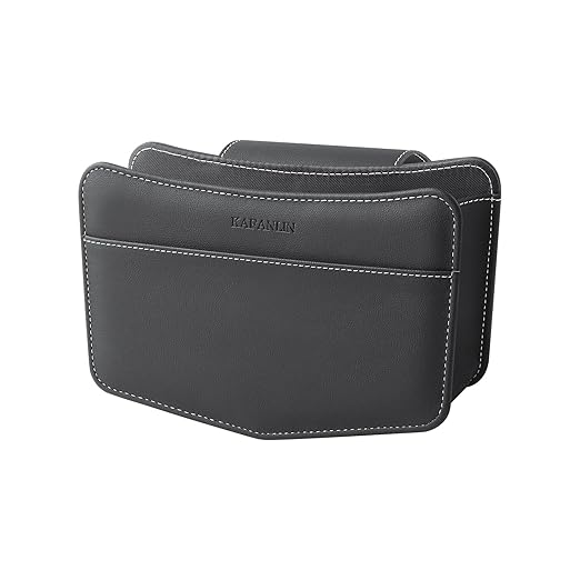 Car Trash Can Small Leather Vehicle Trash Bin Car Dustbin Garbage Organizer Holder with Trash Bag Foldable Mini Cars Storage Bag Container for Auto SUV Van Trucks (Black,Glovebox Hanging)