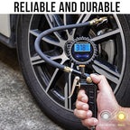 Digital Tire Pressure Gauge with Inflator, Air Compressor Accessories with Air Chuck Quick Connect Coupler, Car Attachments with Rubber Hose for Car, Truck, SUV, Cycle, RV, 250 PSI