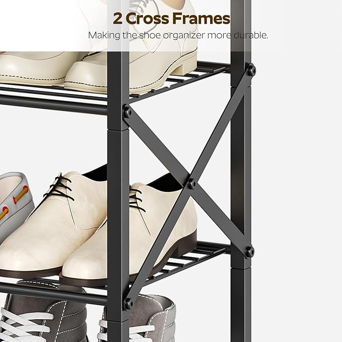YATINEY 5-Tier Shoe Rack, Shoe Storage for Entryway and Closet, Free Standing Shoe Organizer with Metal Mesh Shelves, 16-20 P