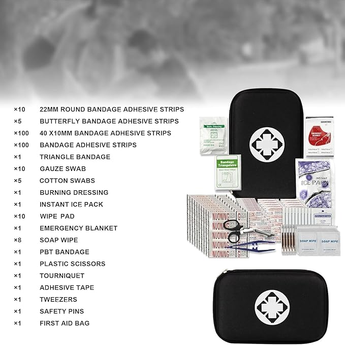 279PCS Small Travel First Aid Kit Supplies for Business, First Aid Emergency Set Backpacking Essentials Items Trauma Survival