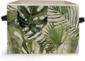 Boho Tropical Botanical Storage Box Bins, Green Monstera Palm Plant Leaf Collapsible Storage Basket Organizer for Bedroom Lau