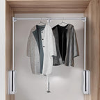 uyoyous Pull Down Closet Rods, Adjustable 35-48 Inch Wardrobe Rail Lift Collapsible Closet Rod Aluminium Retractable Wardrobe