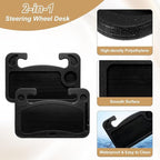 HARFINGTON 2 Pcs 2 in 1 Car Steering Wheel Tray Car Food Trays Auto Steering Wheel Under Table Desk for Eating Food Drink Laptop Writing Work, Black
