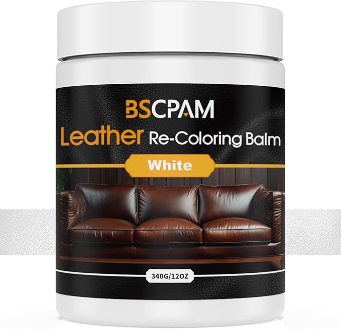 White Leather Recoloring Balm, 12oz Leather Color Restorer for Couches, Leather Repair Kit for Furniture, Leather Dye for Lea