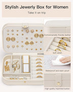 VLANDO Travel Jewelry Case for Women Girls, Gifts for Mother, PU Leather Small Jewelry Box for Rings, Necklaces, Bracelets, E