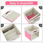 Bagnizer Storage Cubes, 4 Pack Linen Foldable Storage Bins (13 x 13 inch) with Clear Window and Handles, Fabric Organizer for