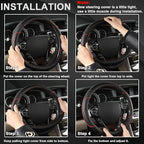 GIANT PANDA Steering Wheel Cover for Honda Civic(2006-2015),CR-Z, Insight, S2000 (Black+Red Line-Small Size)