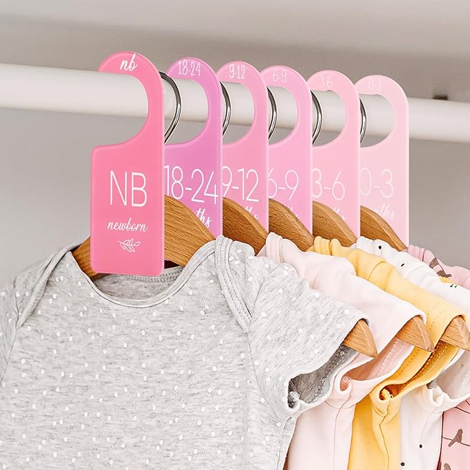 Whaline Acrylic Baby Closet Dividers Pink Hanging Infant Clothes Hanger Separators Thicken Baby Wardrobe Organizers for Home 