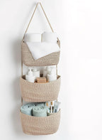 Over the Door Hanging Basket for Organizing 3 Tiers Woven Cotton Rope Wall Mount Storage basket Decorative Kitchen Hanging Or