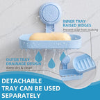 LEVERLOC Soap Dish Holder for Shower Suction Cup Wall Mounted Self Draining NO-Drilling Removable Bar Soap Sponge Holder for 