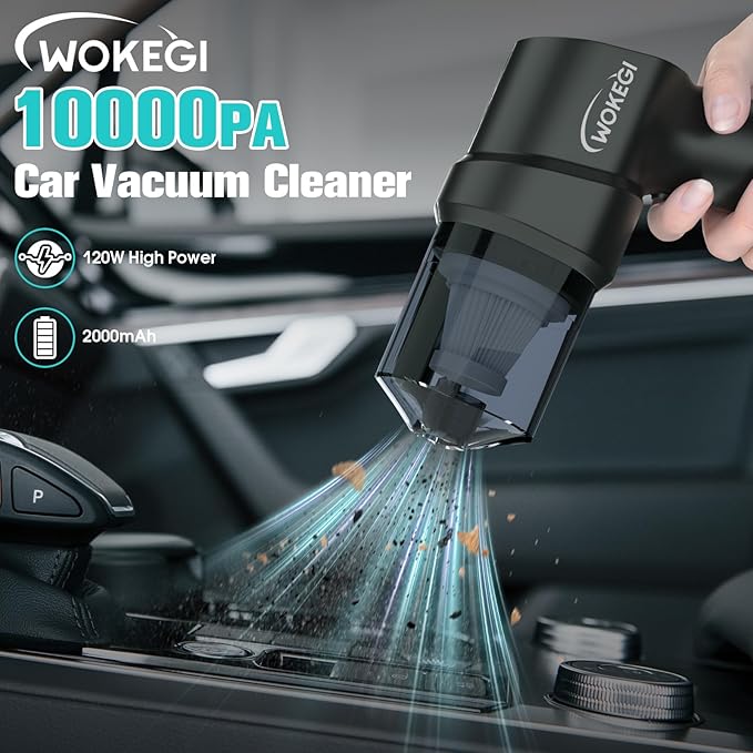 Handheld Mini Car Vacuum, 10000PA Cordless Portable Vacuum with 2000mAh Battery, 3 in 1 small Vacuum Cleaner & Air Duster wit