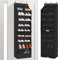 STORAGE MANIAC Over the Door Shoe Organizer with Curtain Dustproof Heavy-Duty Large Deep Pocket Hanging Shoe Organizer for Cl