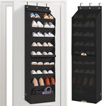 STORAGE MANIAC Over the Door Shoe Organizer with Curtain Dustproof Heavy-Duty Large Deep Pocket Hanging Shoe Organizer for Cl
