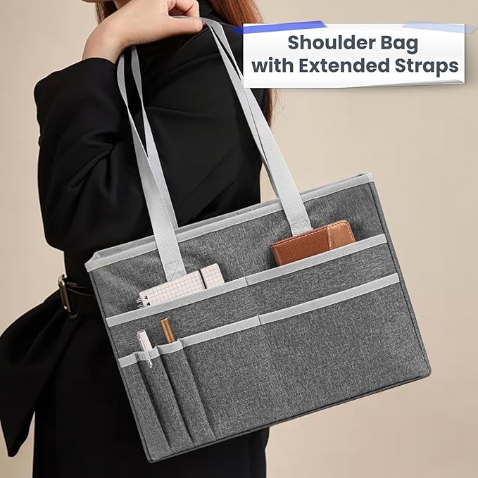 File Organizer Box, Portable Tote Bag Hanging Filing Box Desktop File Folder Document Storage Organizer with Pockets and Hand