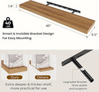 Dreamland 40 Inches Floating Shelves for Wall,9.3 Inch Deep Floating Shelves Set of 2, Large Display & Storage Shelf, Wall Sh
