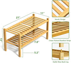 RONGJlA 2 Tier Bamboo Shoe Rack for Closet Free Standing Wood Shoe Shelf Storage Organizer for Entryway Small Space Stackable