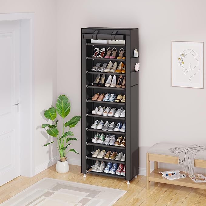 UDEAR 10-Tier Free Standing Shoe Rack Sturdy Shoe Rack Organizer for Closet Entryway Stackable Shoe Shelf with Dustproof Cove