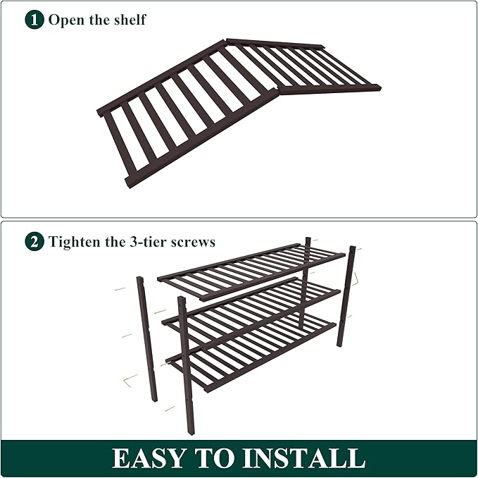 Smiry Bamboo Shoe Rack for Closet, 3 Tier Long Wooden Stackable Shoe Organizer, Free Standing Shoes Storage Shelf for Entrywa