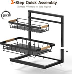 Sevenblue 2 Packs Under Sink Organizer, Height Adjustable 2 Tier Under Kitchen Sink Organizer, Multi-Purpose Storage Shelf fo