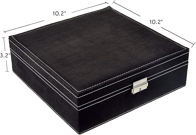 Two-Layer Jewelry Box Organizer Display Storage case with Lock (Black)