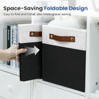 FinishingBo 6-Pack Storage Cubes with Handles & Label Holders Basket, Closet Cube Home Organizer Bins(White/Black, 10.5 x 10.