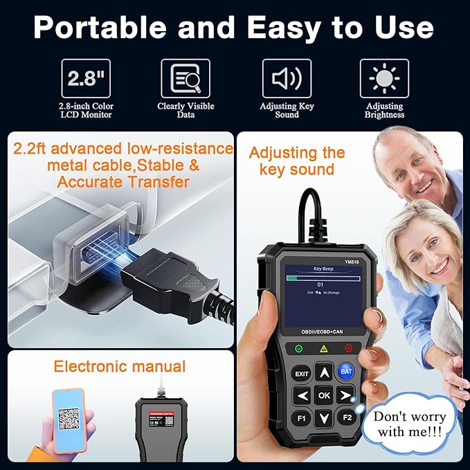AMTIFO OBD2 Scanner with Battery Tester - Check Engine Light & Emissions Readiness, Plug & Play, Battery Health,