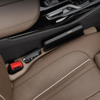 Car Seats Gap Filler Dual-Slot Car Seat Gap Organizer – with Belt Slot, Anti-Drop Gap Filler for Cars & SUVs – No More Lost Items, All Within Reach (2PCS) (Brown)