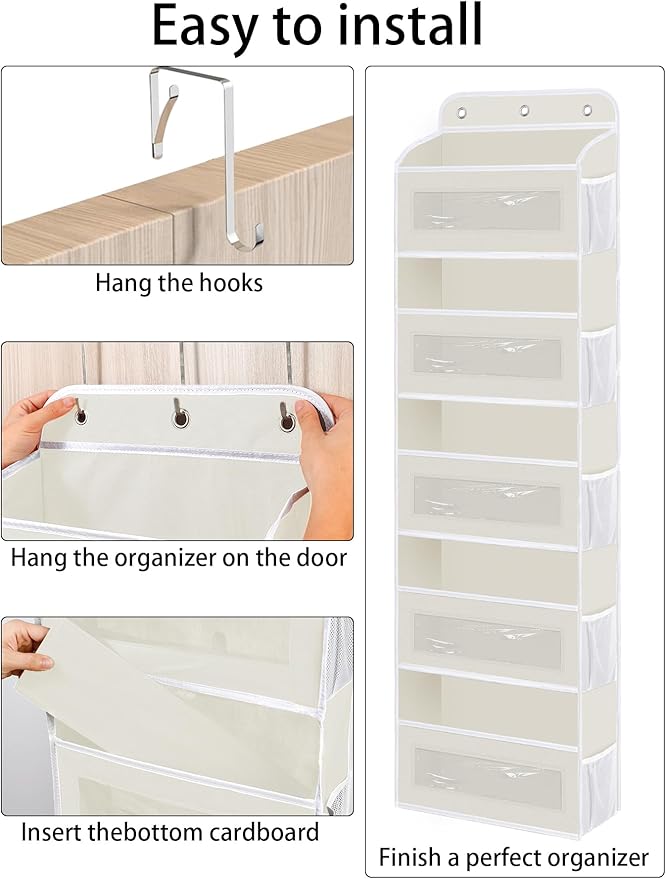 KYEVIS Over The Door Organizer, 5 Shelves Closet Door Hanging Organizer with 10 Mesh Pockets, Nursery Closet Organizer, Baby 