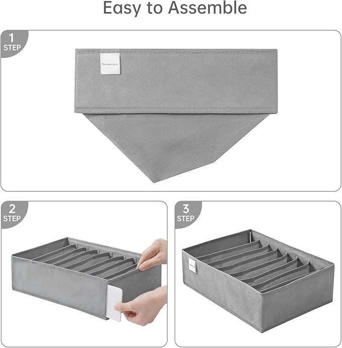 4 Packs T-shirt Drawer Organizers for Clothing,8 Grids Compartment Wardrobe Storage Box, Washable Clothes Organizer for Folde