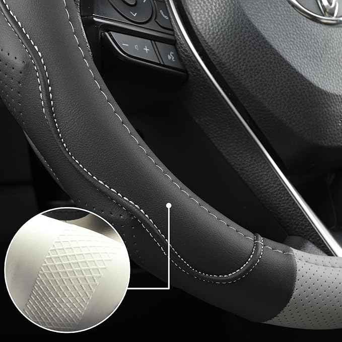 West Llama 3D Texture Steering Wheel Cover for Toyota, Anti-Slip Design, Premium Leather, Custom Fit for 14.5-15 inch, Stylis