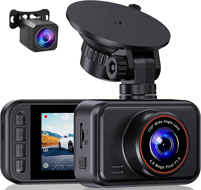 Dash Cam Front and Rear, 2.5K Dual Dash Camera for Cars, 2560P Mini Car Camera, 2 inch IPS Screen, WDR Night Vision, 24 Hours