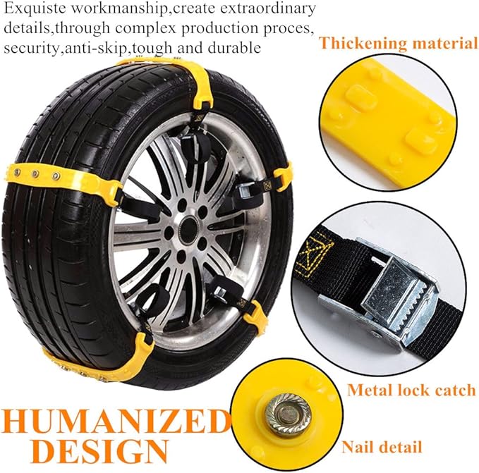 Snow Chains for SUV Car Anti Slip Adjustable Universal Emergency Thickening Anti Skid Tire Chain,Winter Driving Security Chai