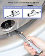 GODESON Tire Pressure Gauge with Hold Reading, 360° Swivel Dual Head Chuck with Pressure Gauge - 20-160 PSI,Big Window,12" Zinc Alloy & Steel Air Gauges for Semi Trucks, RVs, Trailers