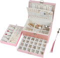 BOOVO Earring Jewelry Box For Women Girl Stud Organizer, 5 Layers Girl Jewelry Organizer Box With Lock Earring Holder Organiz