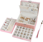 BOOVO Earring Jewelry Box For Women Girl Stud Organizer, 5 Layers Girl Jewelry Organizer Box With Lock Earring Holder Organiz