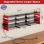 12 Cordless Drill Holder Large Power Tool Organizer Wall Mount with Side Pegboard & Screwdriver Holder, 4-Tier Heavy Duty Met