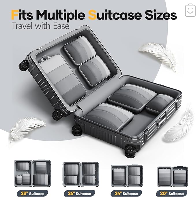 Veken 6/9/11 Set Compression Packing Cubes for Travel Essentials,Compressible Expandable Large Luggage Suitcase Organizer Bag