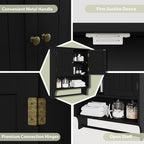 Smuxee Black Bathroom Cabinet Wall Mounted with Towels Bar, Medicine Cabinet with 2 Door Adjustable Shelves, Over Toilet Cabi