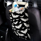 IRADA Car Trash Bag Hanging No Snap Small Garbage Bag for Car Back Seat Cute Printed One-Handed Strap Trash Bags Car Accessories-Halloween Bat Car Trash Bags