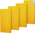 Metal Peg Board Panels for Workbench, Shop, Shed Modular Peg Board Organizer Board Kit, pegboard Wall Organizer(4 Pack, Yello