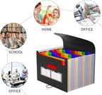 25 Pockets Accordion File Organizer Expanding File Folders,Expandable Document Organizer Plastic Accordian Filing Folder,A4/L
