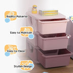 Qaba 3 Tier Kids Storage Unit, 3 Drawer Chest Toy Organizer Plastic Bins for Kids Bedroom Nursery Kindergarten Living Room fo