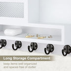 Key Holder for Wall, Mail Organizer Wall Mount with Storage Compartment and 5 key Hooks for Coat, Dog Leash, Stylish Mesh Mai