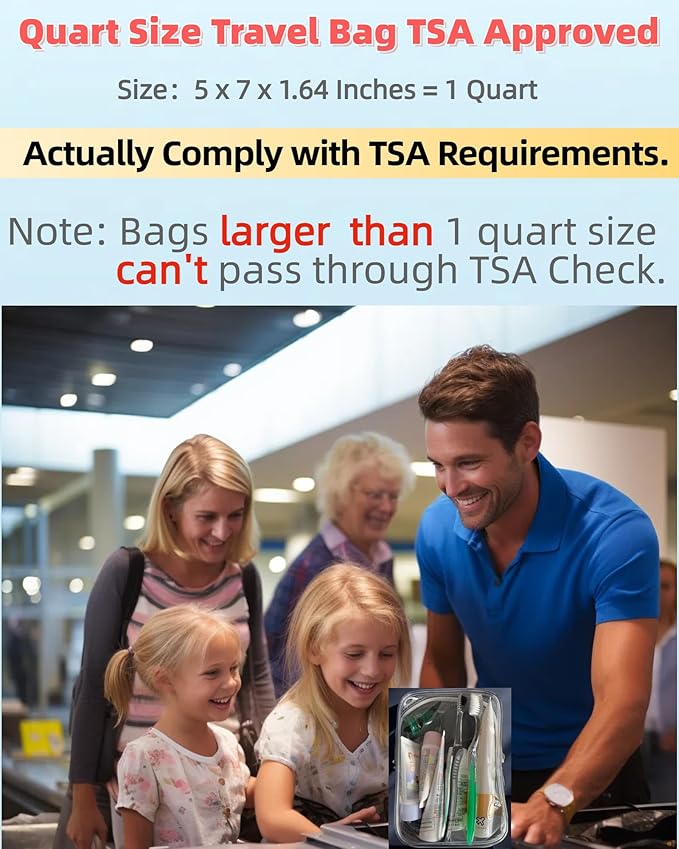 2 Packing Cubes 1 Quart Size Travel Bag TSA Approved Toiletry Bag Clear Small Purse Pouch International Long Flight Must Have