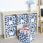 MAX Houser 6 Pack Foldable Fabric Storage Bins with Handles - Ideal for Closet Organization, Bedroom and Nursery（Blue, 12"x12