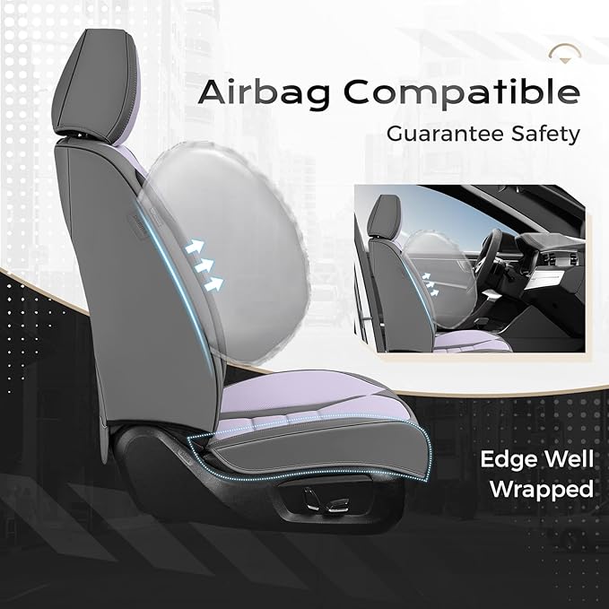Coverado Car Seat Covers Full Set, Nappa Leather Seat Covers for Cars, Car Seat Protector Car Seat Cushion, Front and Back Se