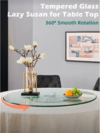 18.9 inch Lazy Susan for Table Top Tempered Glass Rotating Serving Tray for Dining Table, Kitchen Lazy Susan Organizer Spinni