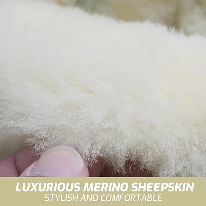 AEGIS Cover Luxury Australian Sheepskin Steering Wheel Cover - Real Plush AUS Genuine Wool | All-Season Non-Slip for Cars (Fits 14.5-15.5" Wheels) | Premium Auto Upgrade (Cream)